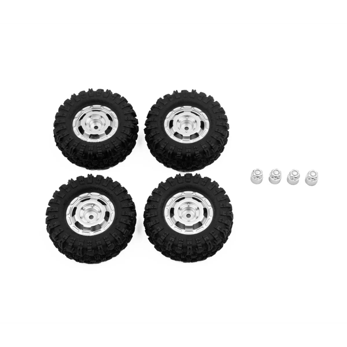 Hobby Plus CR-18P Truck Wheel/ Tire Set Silber HBP240460