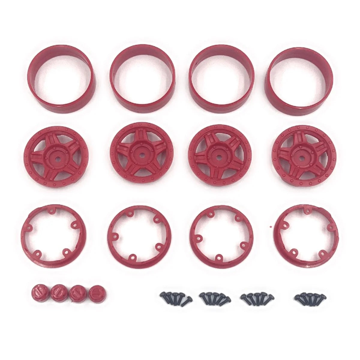Hobby Plus Deep Star Bead Lock Wheel ( 1.2 ) Rot HBP240503