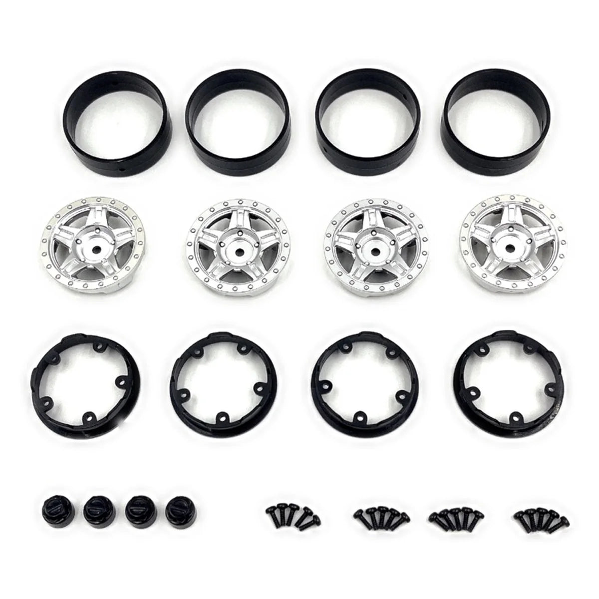 Hobby Plus HobbyPlus Deep Star Bead Lock Räder ( 1.2 ) Satinsilber für CR18P PRO/EVO HBP240504