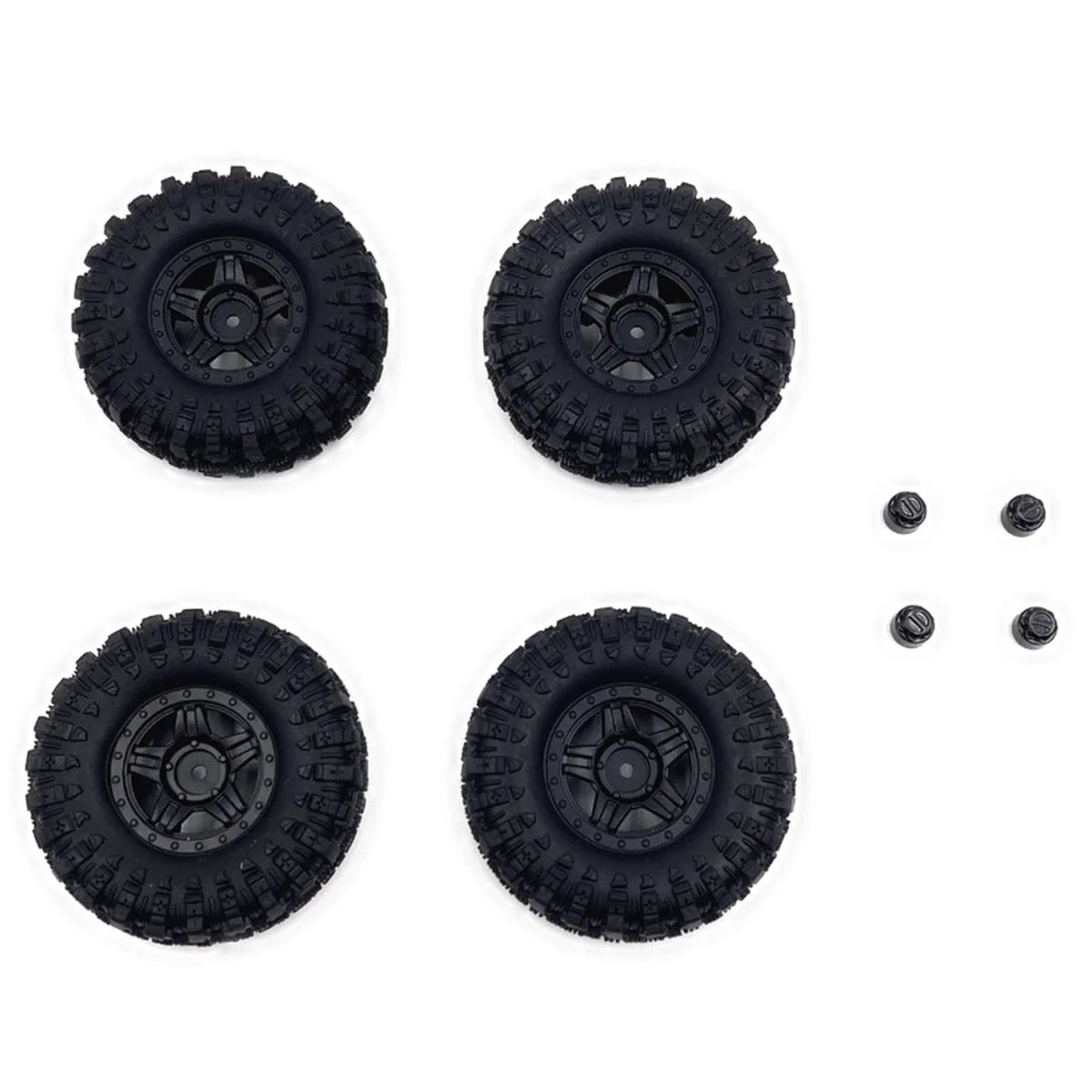 Hobby Plus 1.2inch Deep Star Wheel 68mm Mudder-XL Tire Set Schwarz HBP240506