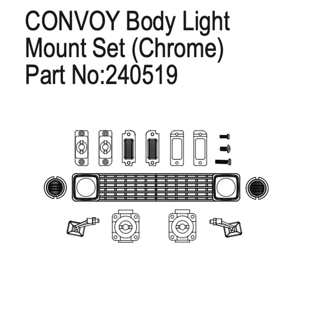 Hobby Plus HobbyPlus Karosserie Lichthalterung Set für Convoy, chrom - CR18P PRO/EVO HBP240519