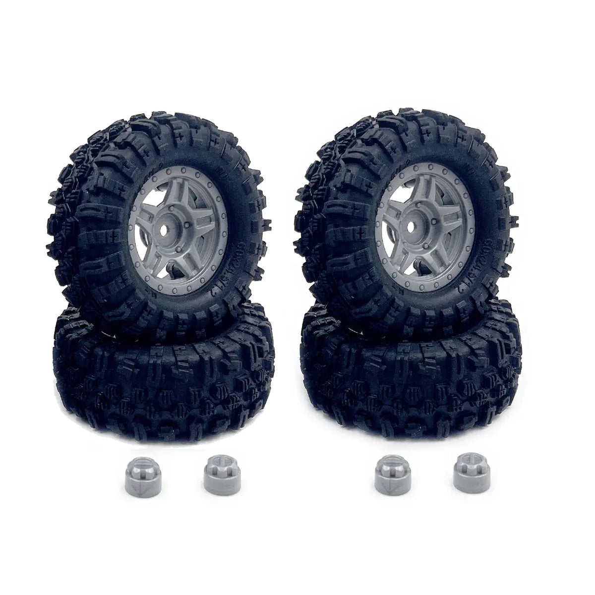 Hobby Plus 1.2inch Mudder Tire Set (60mm), (4) Grau HBP240525