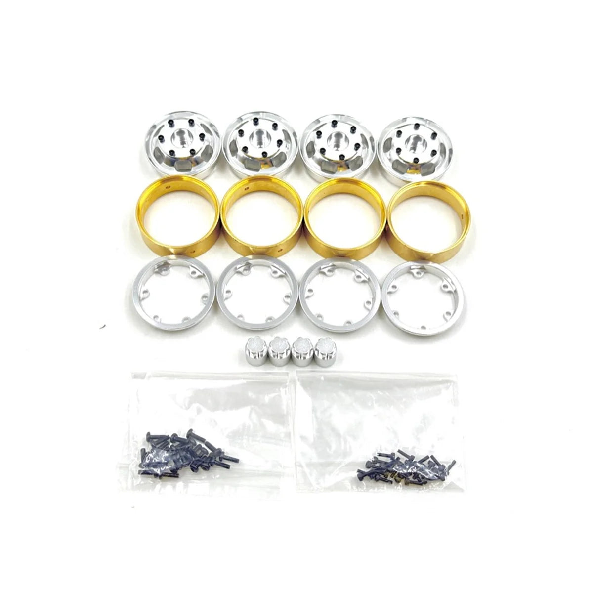 Hobby Plus HobbyPlus Alu 1.2" gefräst Beadlock Truck Räder & Messing Ring (4) für Terranaut HBP240601
