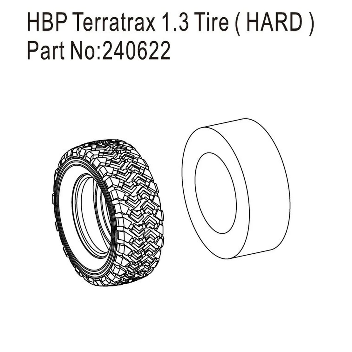 Hobby Plus Terratrax 1.3" Reifen für DKR-4 Fortis Hart HBP240622