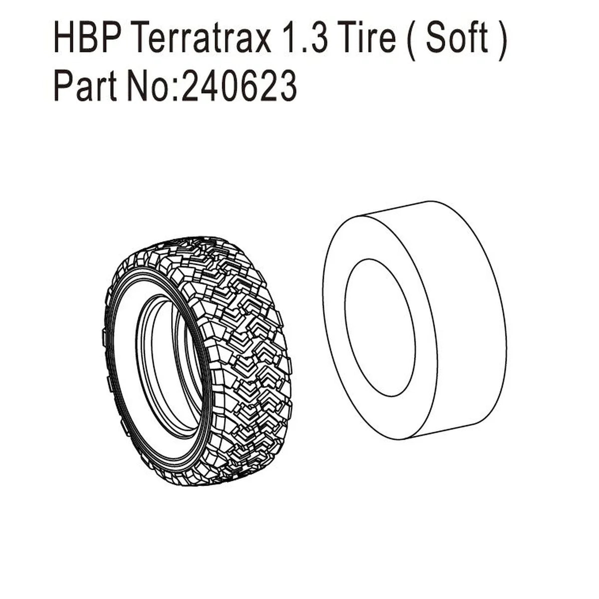 Hobby Plus Terratrax 1.3" Reifen für DKR-4 Fortis Soft HBP240623