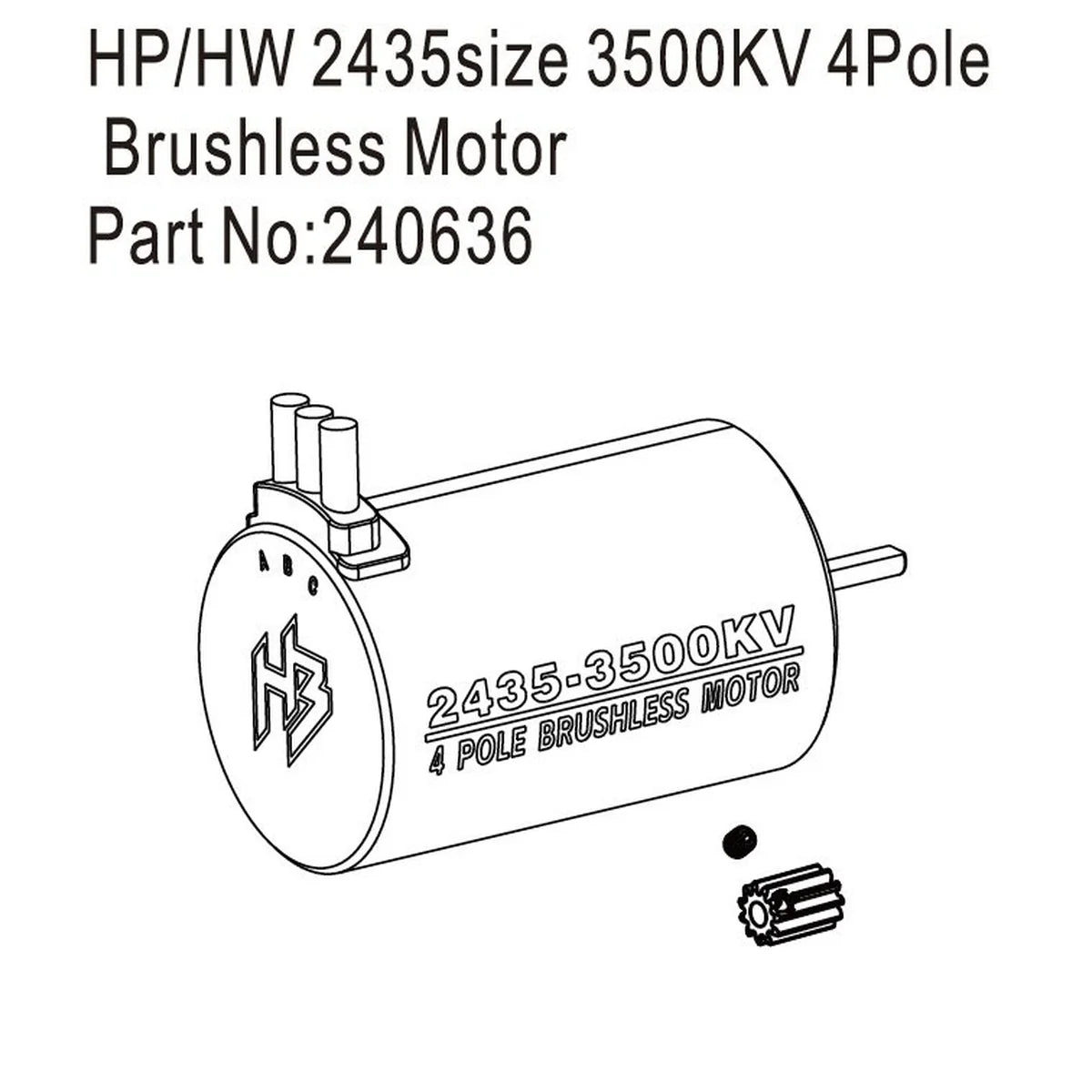 Hobby Plus Hobbywing 2435 Brushless-Motor 3500KV 4-polig für DKR-4 Fortis HBP240636