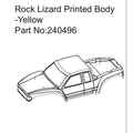 Hobby Plus Rock Lizard Printed Body Gelb HBP240496 Zubehör Crawler – Seitenansicht als Zeichnung, Pickup-Karosserie