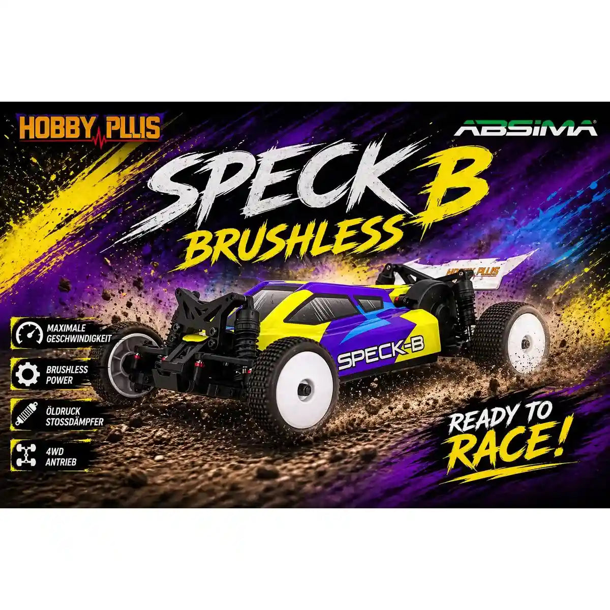 Hobby Plus Speck-B brushless Buggy 1:24 2WD RTR Gelb HBP2410260-YW – Ready to Race