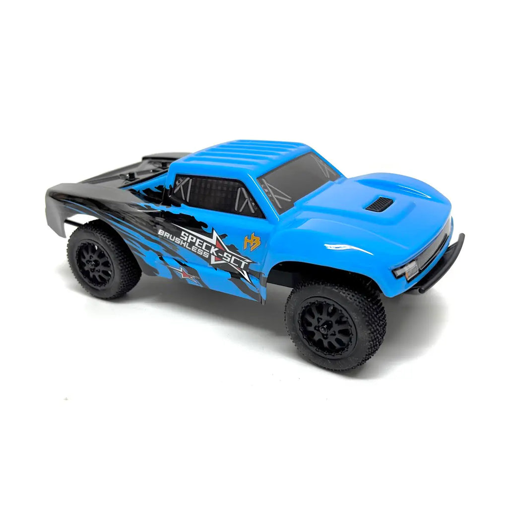 Hobby Plus Speck-SCT brushless Short Course Truck 1:24 2WD RTR Blau HBP2410280-BL – Schrägansicht vorne