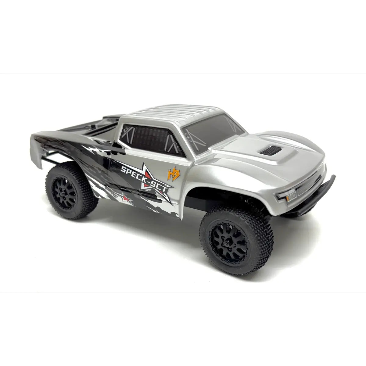 Hobby Plus Speck-SCT Short Course Truck 1:24 2WD RTR Silber HBP2410270-SR – Schrägansicht vorne
