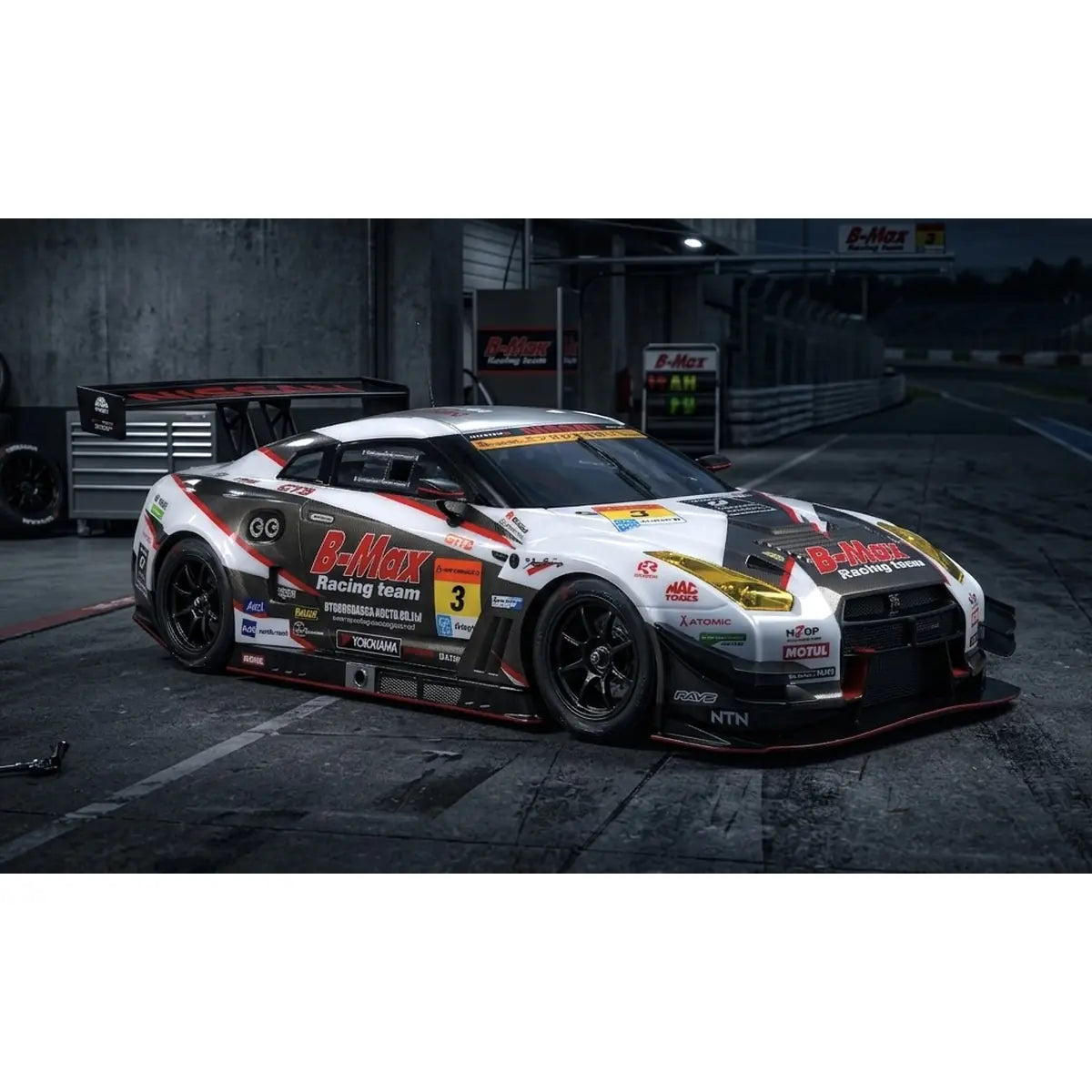 Killerbody B-MAX NDDP GT-R (NISSAN NISMO GT3) Karosserie lackiert KB48664 im Maßstab 1:10 Touring Car & Onroad – Seitenansicht