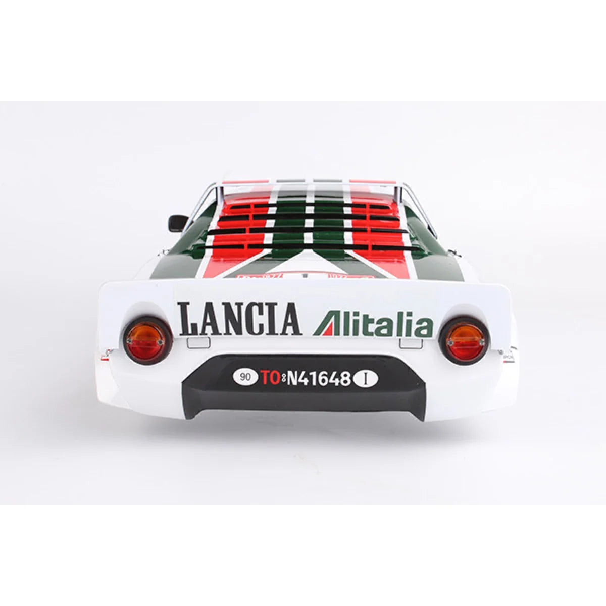 Killerbody Lancia Stratos Gr.4 Karosserie Lackiert, fertig montiert KB48860 im Maßstab 1:10 Rally – Rückansicht