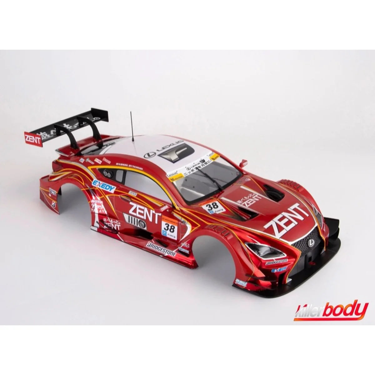 Killerbody Lexus Zent Cerumo RC F Karosserie lackiert KB48661 im Maßstab 1:10 Touring Car & Onroad – Draufsicht