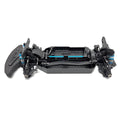 Killerbody MARS 4WD TC/Rally Chassis Bausatz KB48838 im Maßstab 1:10 Rally – Unteransicht mit Chassis, Achsen und Federbeinen
