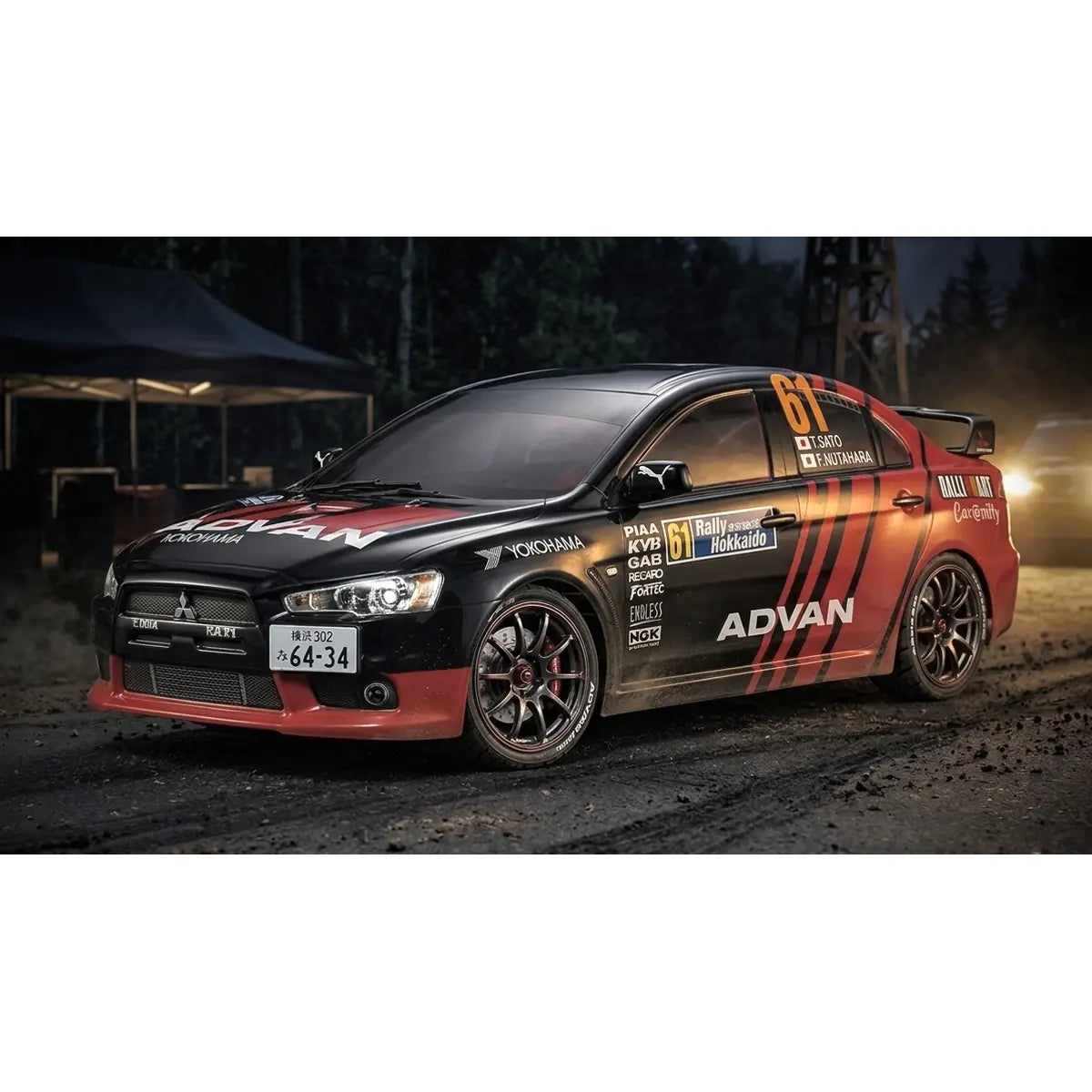 Killerbody Mitsubishi Lancer Evo X Karosserie lackiert Rally-racing KB48002 im Maßstab 1:10 Rally – Seitenansicht