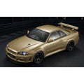 Killerbody NISSAN SKYLINE BNR34 Karosserie lackiert Champaign Gold KB48645 im Maßstab 1:10 Touring Car & Onroad – Seitenansicht