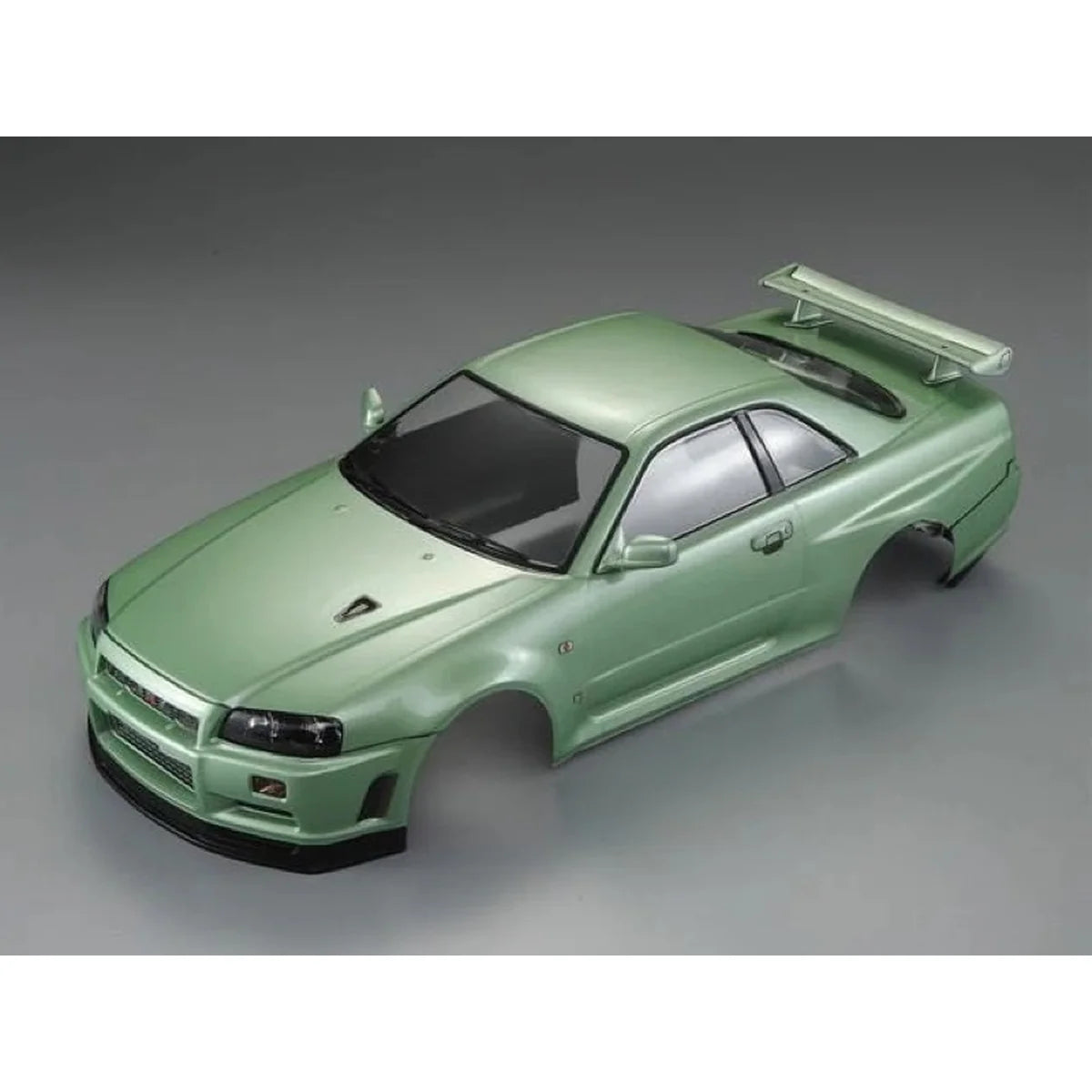 Killerbody NISSAN SKYLINE BNR34 Karosserie lackiert Champaign Grün KB48646 im Maßstab 1:10 Touring Car & Onroad – Draufsicht