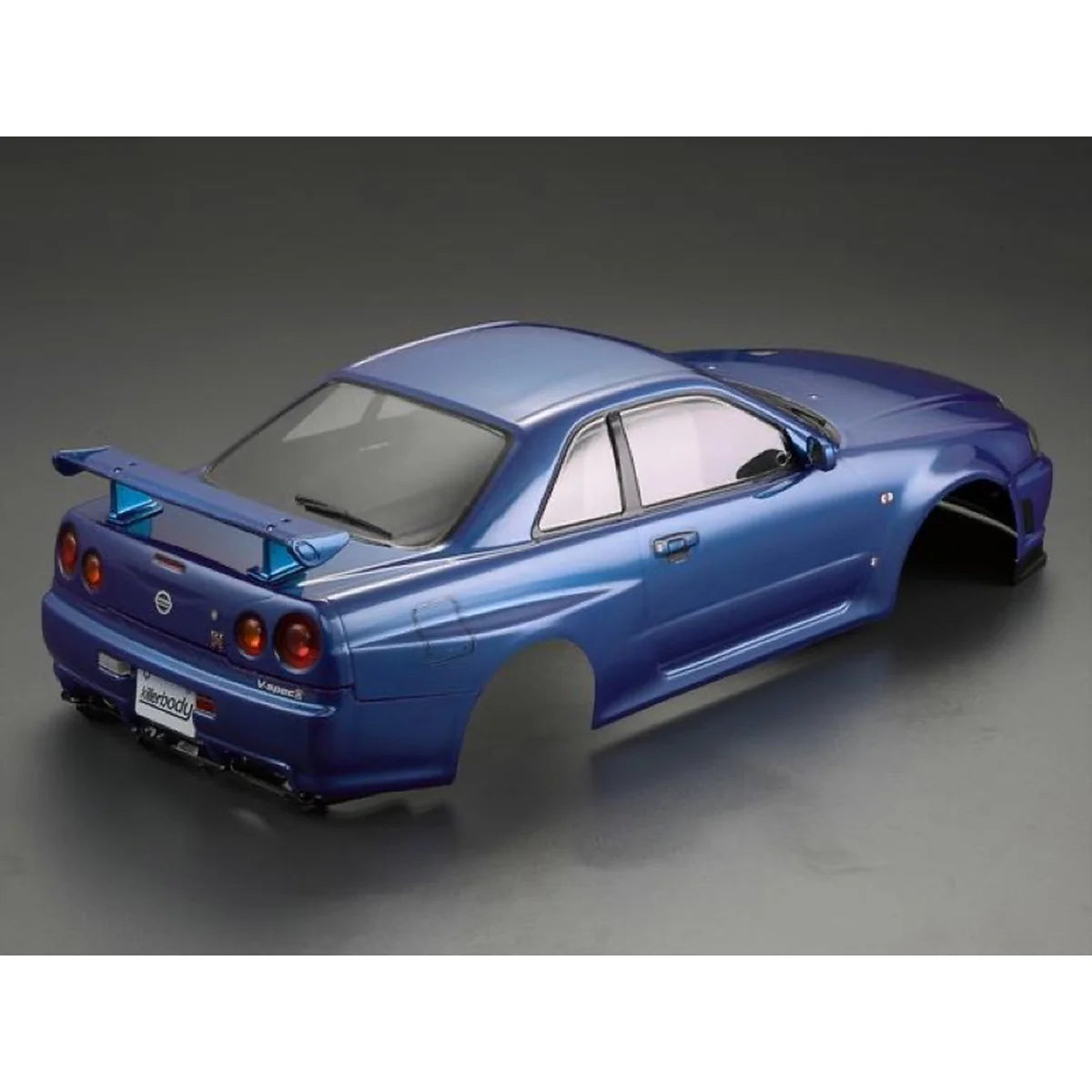 Killerbody Nissan Skyline BNR34 Karosserie lackiert Metallic-blau KB48716 im Maßstab 1:10 Touring Car & Onroad – Draufsicht