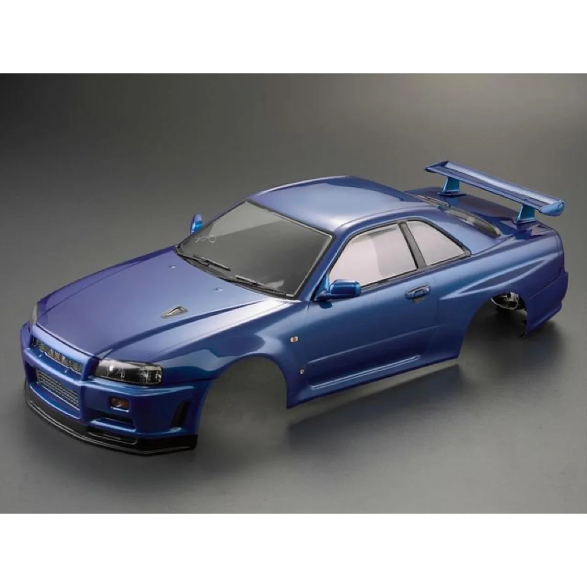 Killerbody Nissan Skyline BNR34 Karosserie lackiert Metallic-blau KB48716 im Maßstab 1:10 Touring Car & Onroad – Draufsicht