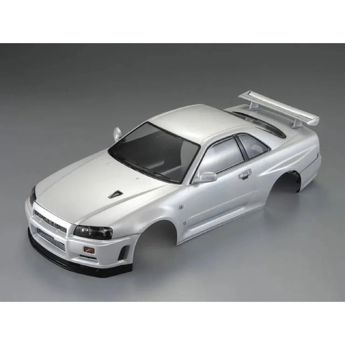 Killerbody Nissan Skyline BNR34 Karosserie lackiert Perlweiß KB48644 im Maßstab 1:10 Touring Car & Onroad – Draufsicht