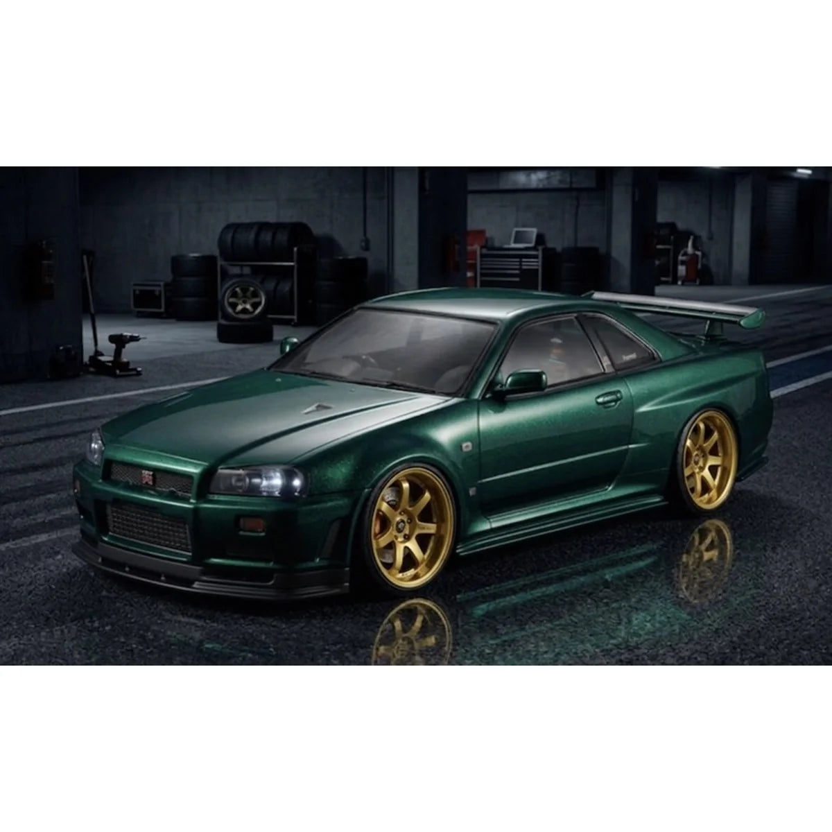 Killerbody Nissan Skyline BNR34 Karosserie unlackiert KB48626 im Maßstab 1:10 Touring Car & Onroad – Seitenansicht