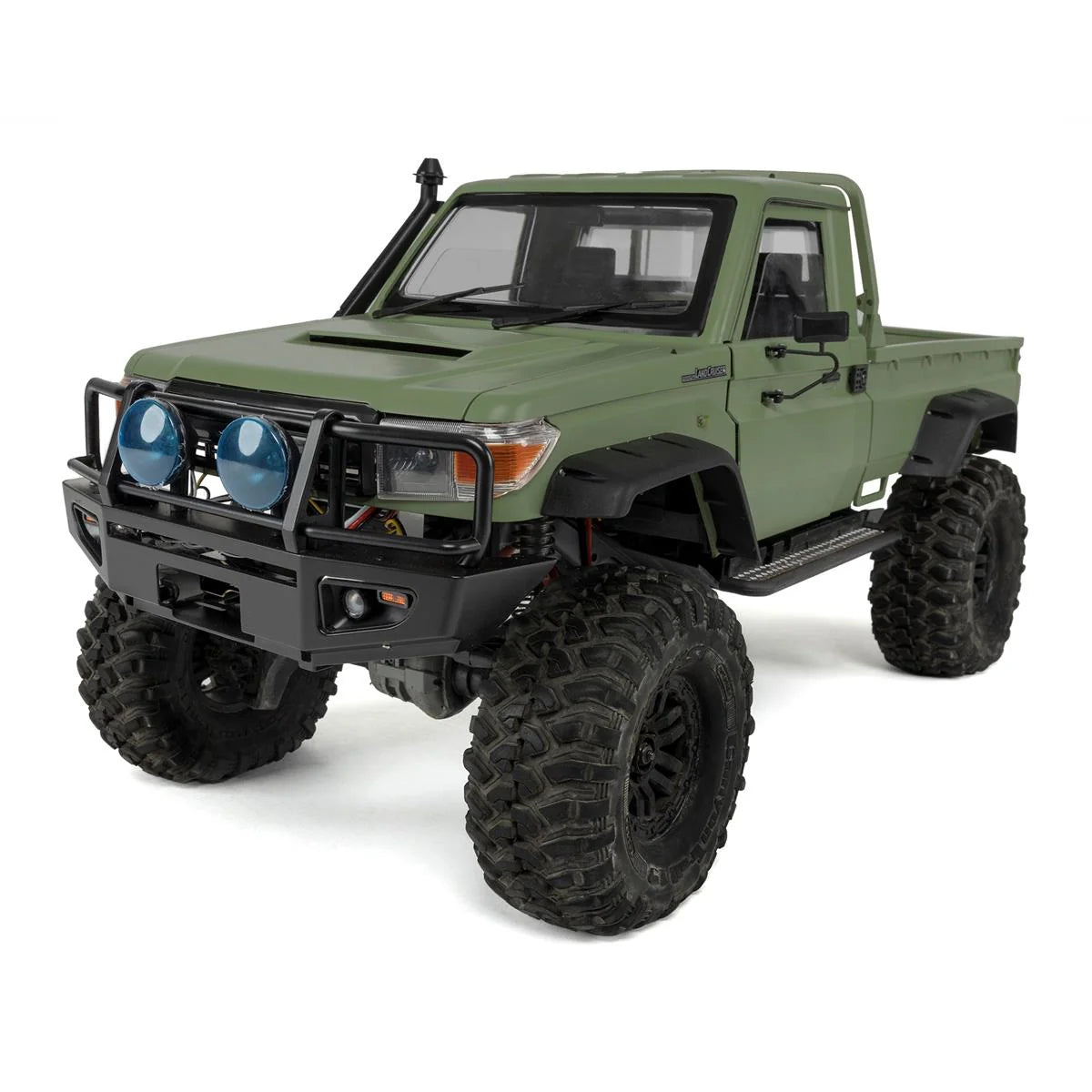 Killerbody Toyota LC70 Hardbody-Karosserie grün (TRX-4 323mm) KB48733 im Maßstab 1:10 Crawler – Frontansicht