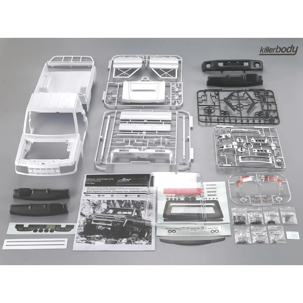 Killerbody Toyota LC70 Hardbody-Karosserie weiß/DIY (Axial SCX10 & 313mm) KB48601 im Maßstab 1:10 Crawler