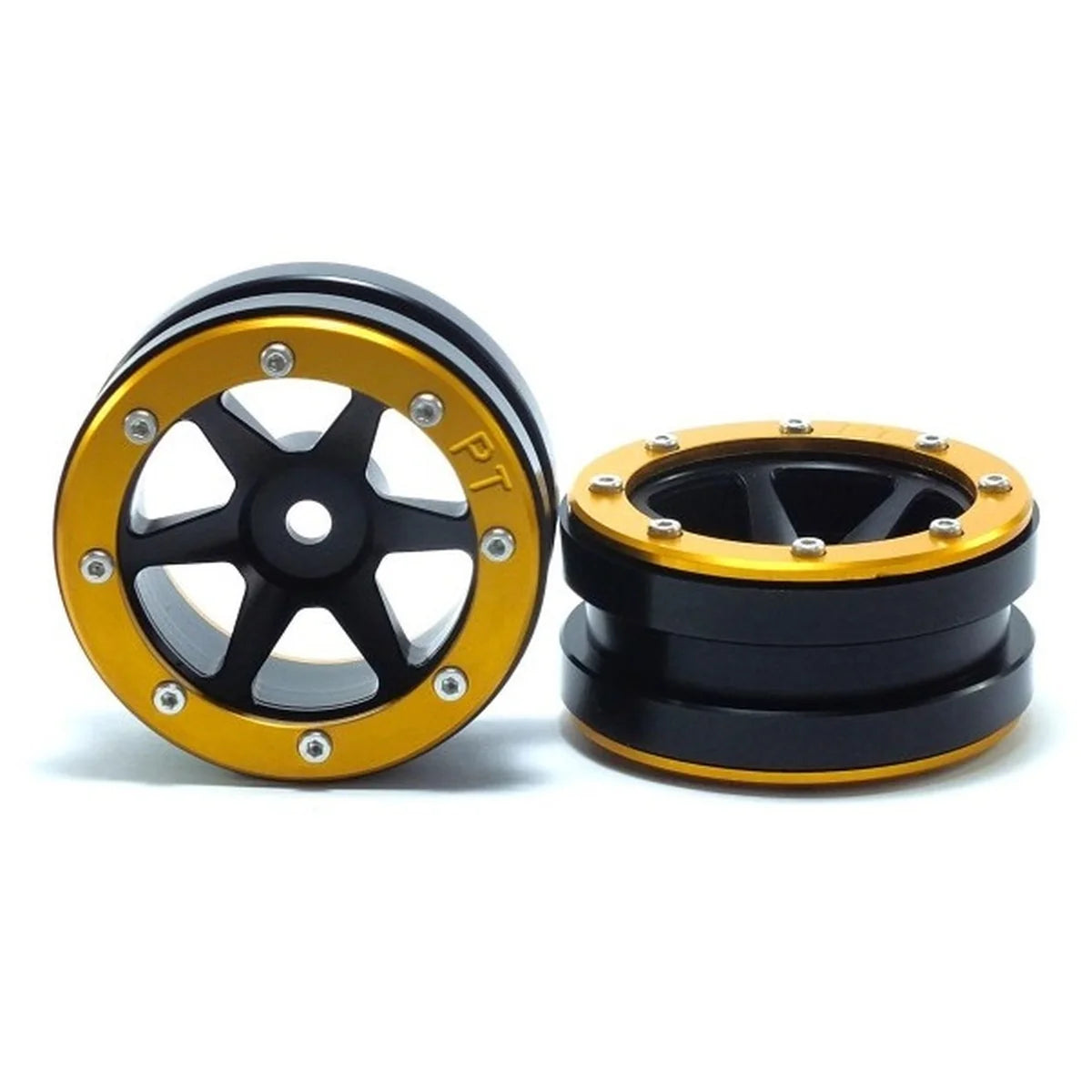 Metsafil Beadlock-Felgen PT-Slingshot 1.9 (2) Schwarz/Gold MT0030BGO