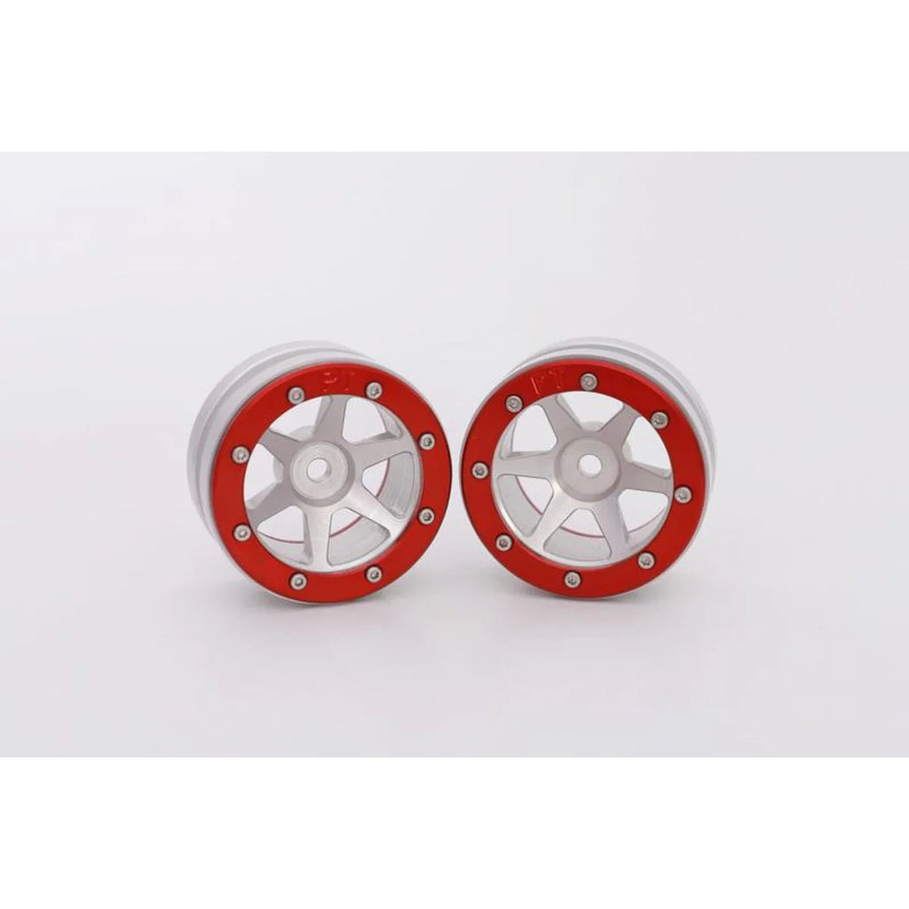 Metsafil Beadlock-Felgen PT-Slingshot 1.9 (2) Silber/Rot MT0030SR