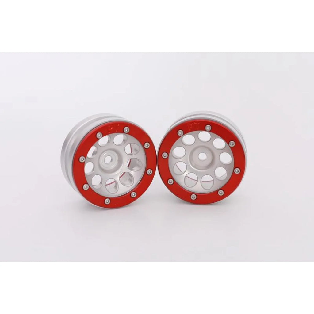 Metsafil Beadlock-Felgen PT-Ecohole 1.9 (2) Silber/Rot MT0050SR