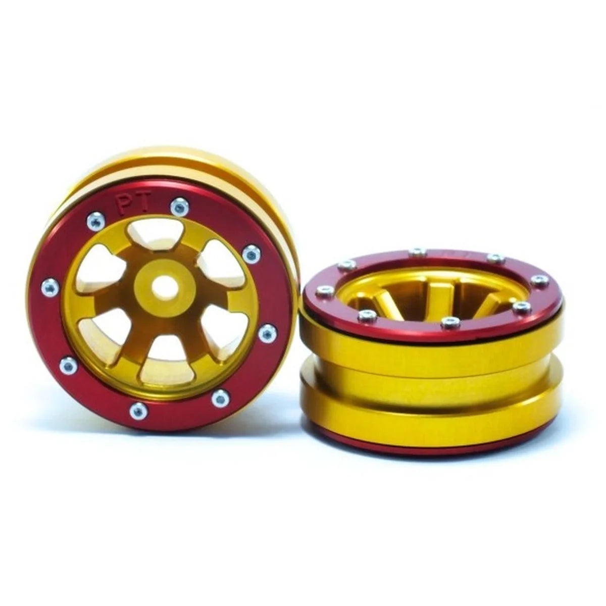 Metsafil Beadlock-Felgen PT-Claw 1.9 (2) Gold/Rot MT0060GOR