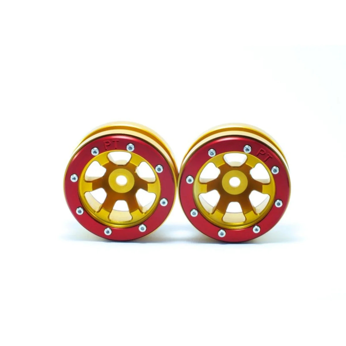 Metsafil Beadlock-Felgen PT-Claw 1.9 (2) Gold/Rot MT0060GOR