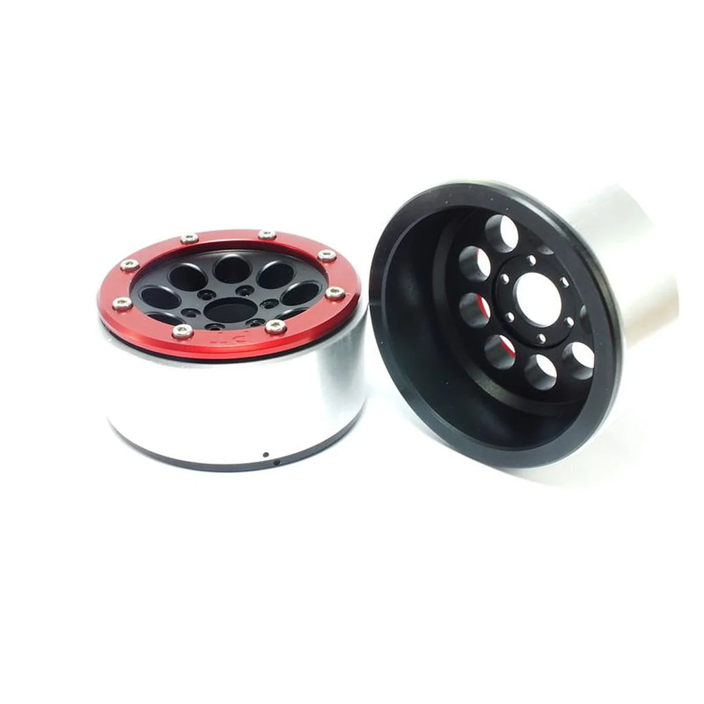 Metsafil Beadlock Wheels GUN 1.9 (2) ohne Radnabe Schwarz/Rot MT5020BR