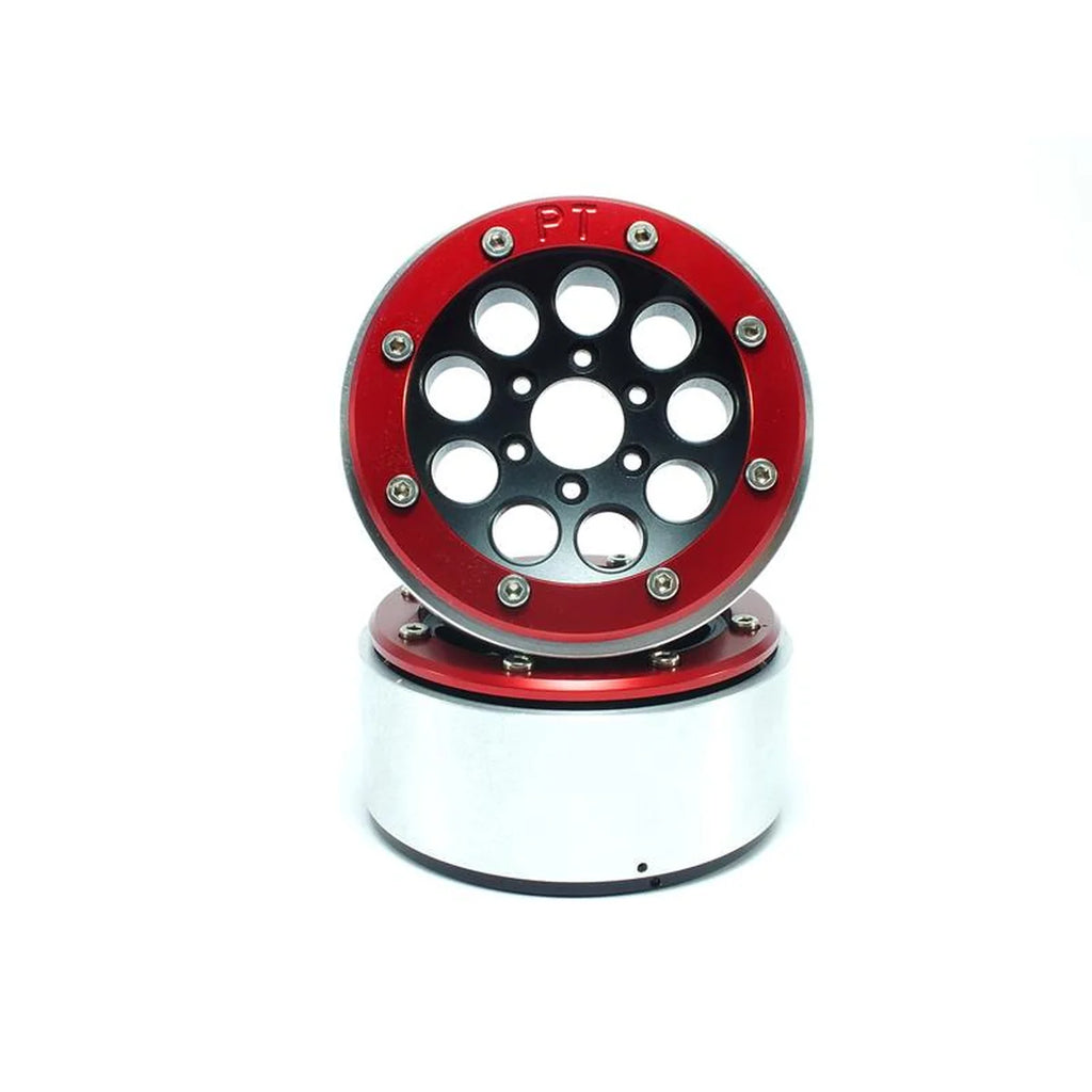 Metsafil Beadlock Wheels GUN 1.9 (2) ohne Radnabe Schwarz/Rot MT5020BR