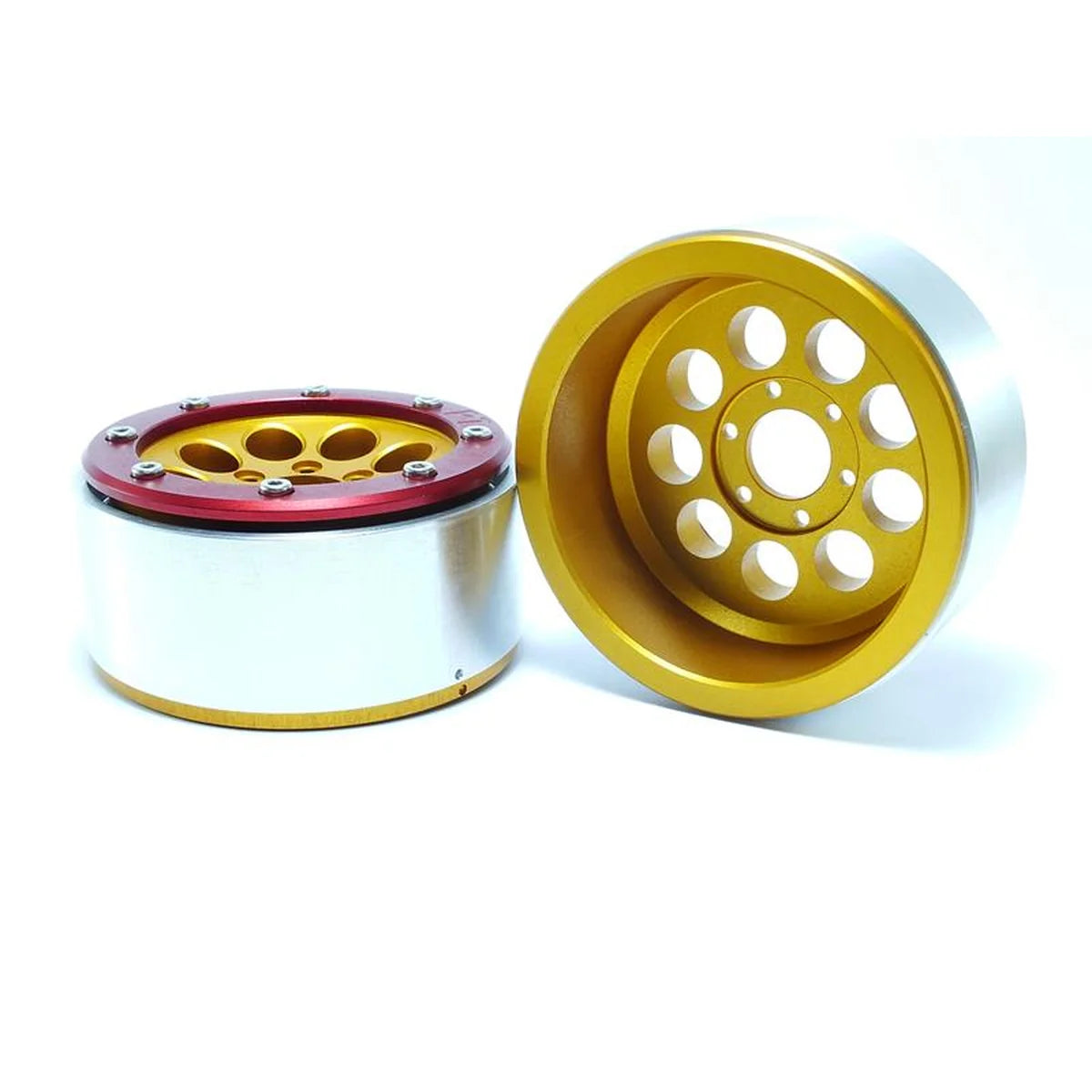 Metsafil Beadlock Wheels GUN 1.9 (2) ohne Radnabe Gold/Rot MT5020GOR