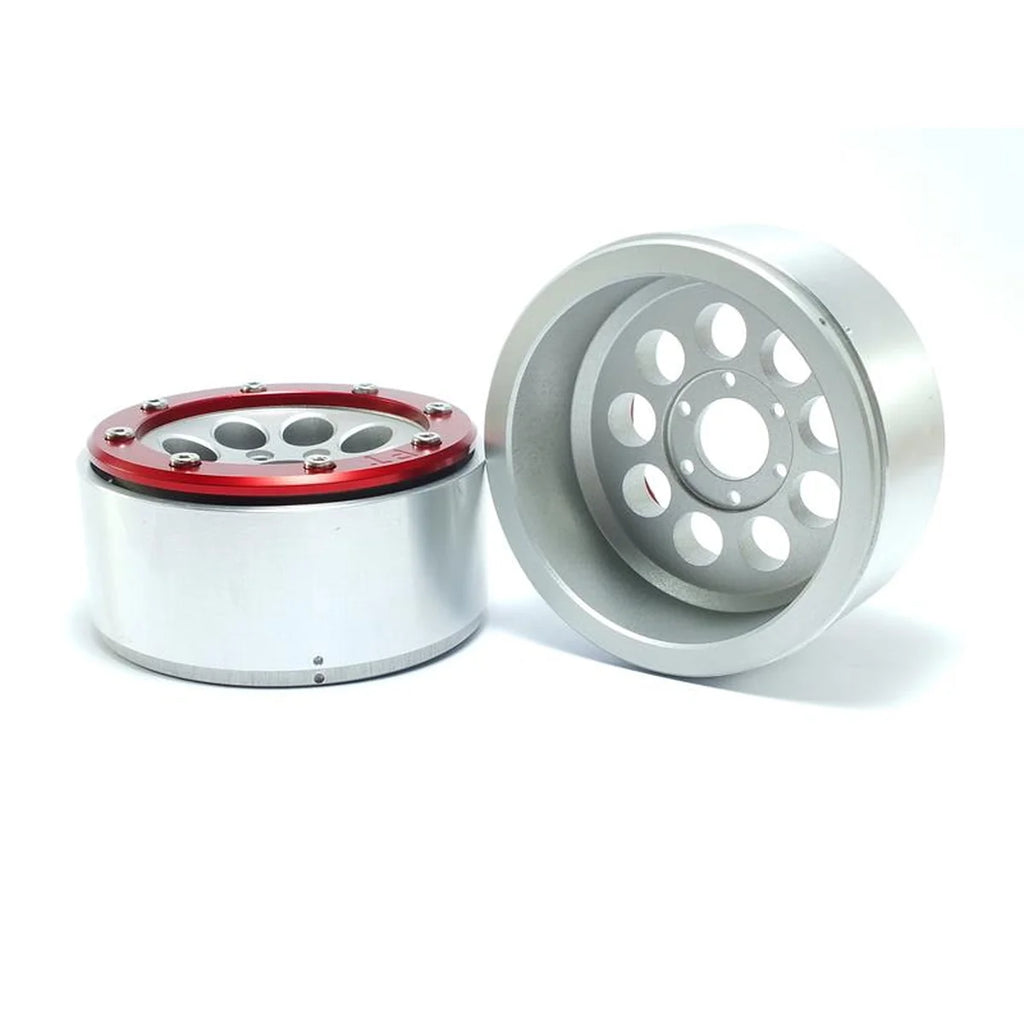 Metsafil Beadlock Wheels GUN 1.9 (2) ohne Radnabe Silber/Rot MT5020SR