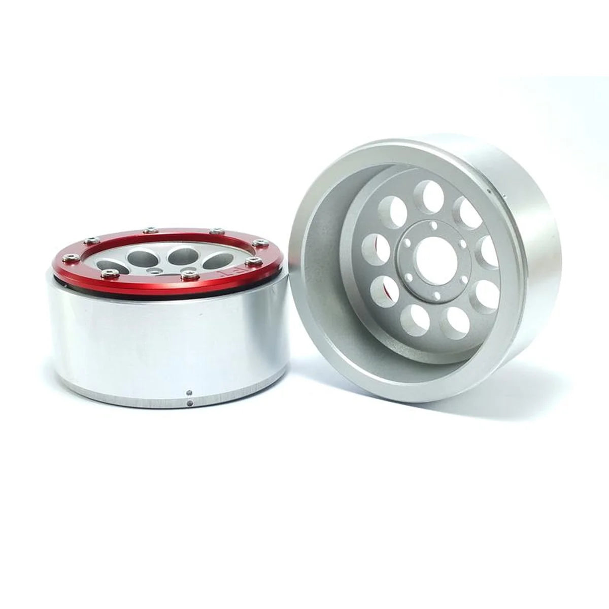 Metsafil Beadlock Wheels GUN 1.9 (2) ohne Radnabe Silber/Rot MT5020SR