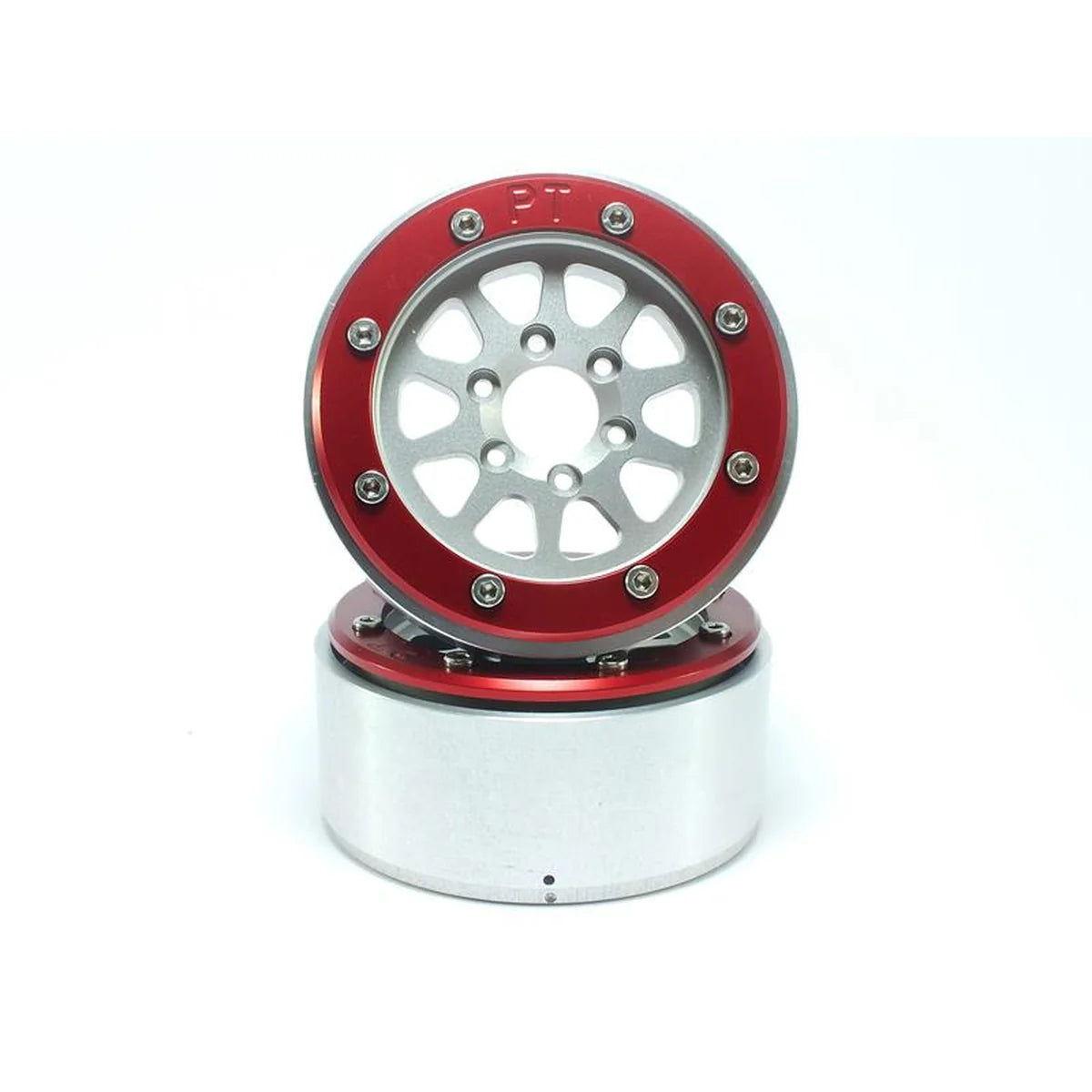Metsafil Beadlock Wheels GEAR 1.9 (2) ohne Radnabe Silber/Rot MT5030SR