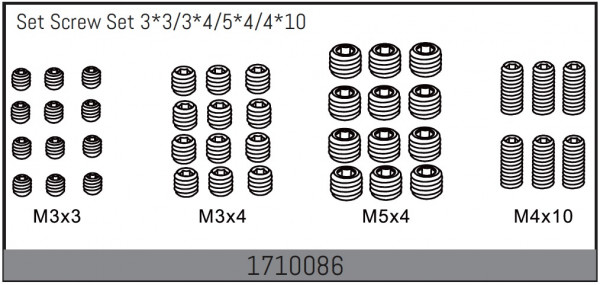 Absima Madenschraubenset 3*3/3*4/5*4/4*10 Mamba Rock Racer 1/7 ABS-1710086