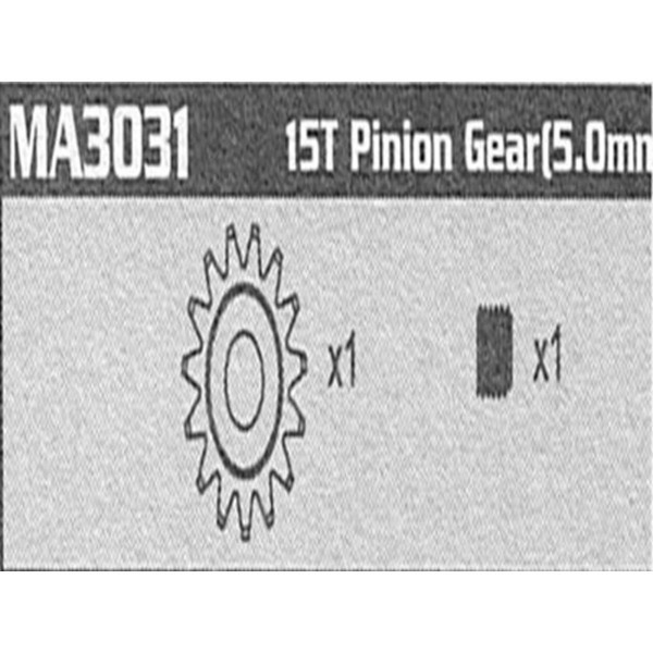MA3031 15T Pinion Gear (5.0mm) Raptor
