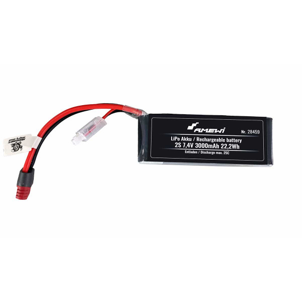 Amewi LiPo Akku 2S 7,4V 3000mAh 25C T-Stecker