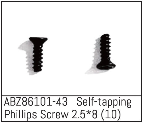 Absima Self-tapping Phillips Screw 2.5*8 - Mini AMT (10 St.) ABS-ABZ86101-43