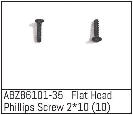 Absima Flat Head Phillips Screw 2*10 - Mini AMT (10 St.) ABS-ABZ86101-35
