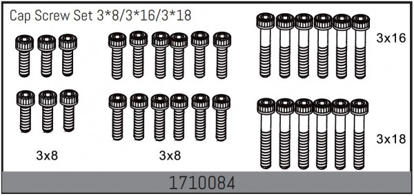 Absima Zylinderkopfschraubenset 3*8/3*16/3*18 Mamba Rock Racer 1/7 ABS-1710084