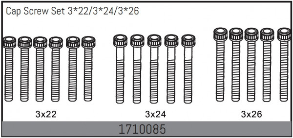 Absima Zylinderkopfschraubenset 3*22/3*24/3*26 Mamba Rock Racer 1/7 ABS-1710085