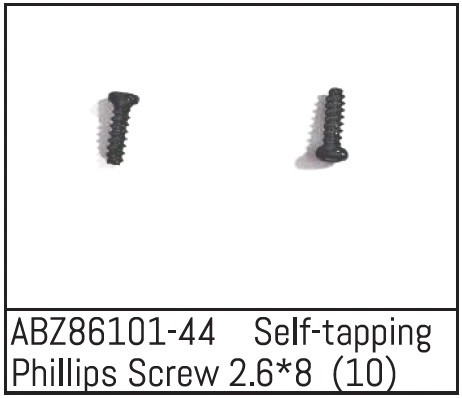 Absima Self-tapping Phillips Screw 2.6*8 - Mini AMT (10 St.) ABS-ABZ86101-44