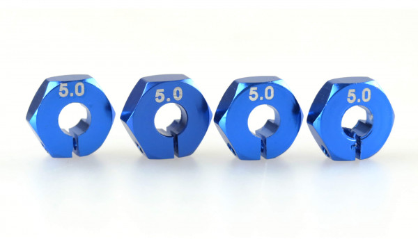 Radmitnehmer 1:10 Aluminium, 12mm Blau, 6-Kant, Schraubbar, 4 Stück